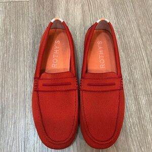 Rothy's Red Flats with Classic Penny Loafer Design